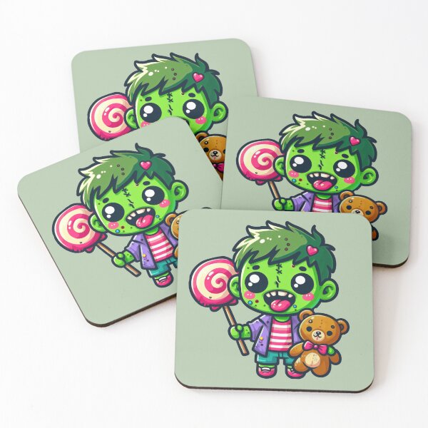 Item preview, Adorable Zombie Kid with Teddy Bear and Lollipop – Cute Horror Art designed and sold by NerdiPop.