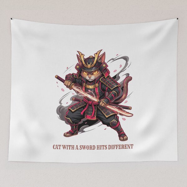 Item preview, Cat With a Sword Hits Different designed and sold by The Quiet Thicket.