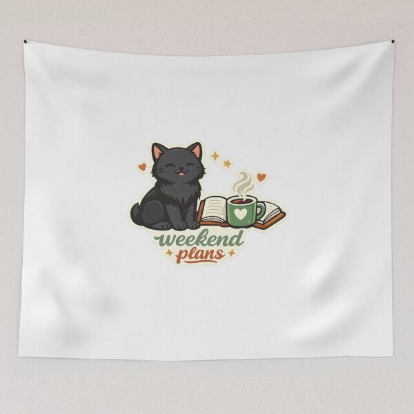 Item preview, Weekend Plans Black Cat Coffee and Books Design designed and sold by Naviora.