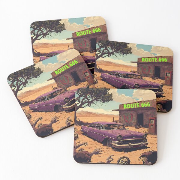 Item preview, ROUTE 666 - Vintage Zombie Apocalypse Art designed and sold by Modern Nest Art.