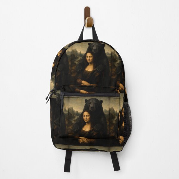 Item preview, Mona Lisa And Cute Black Bear Friend - Funny Classical Painting Parody designed and sold by merchxwear.