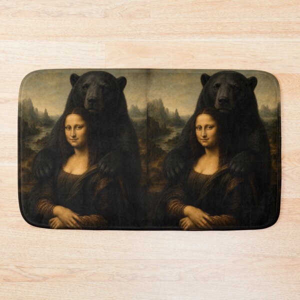 Item preview, Mona Lisa And Cute Black Bear Friend - Funny Classical Painting Parody designed and sold by merchxwear.