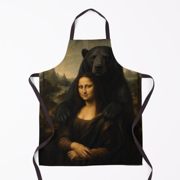 Item preview, Mona Lisa And Cute Black Bear Friend - Funny Classical Painting Parody designed and sold by merchxwear.