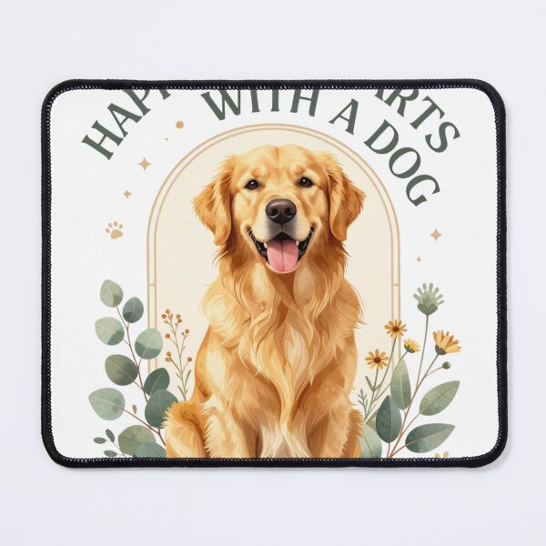 Item preview, Happiness Starts With a Dog | Golden Retriever Minimal Aesthetic Quote designed and sold by GoldenPaw Society.