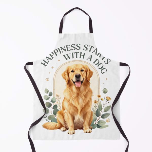 Artikelvorschau, Glück beginnt mit einem Hund | Minimalistisches Zitat über einen Golden Retriever entworfen und verkauft von GoldenPaw Society.