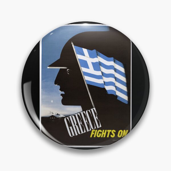 Item preview, WWII Propaganda Poster | Greece Fights On by E McKnight Kauffer | Greek Flag Silhouette Art | Historical Wall Decor & Gift designed and sold by artofuniverse.