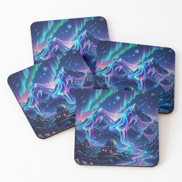 Item preview, Neon Aurora Mountain Cosmic Observatory designed and sold by MIArt Studio.