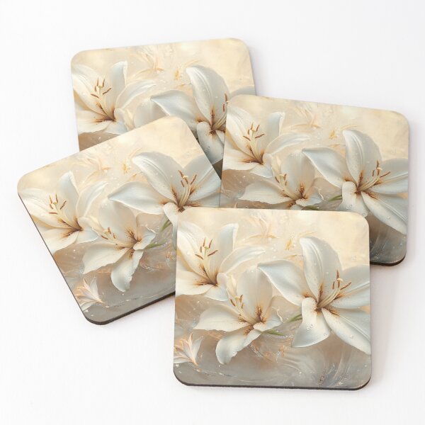 Item preview, Elegant Lilies in Champagne Gold designed and sold by daila70.