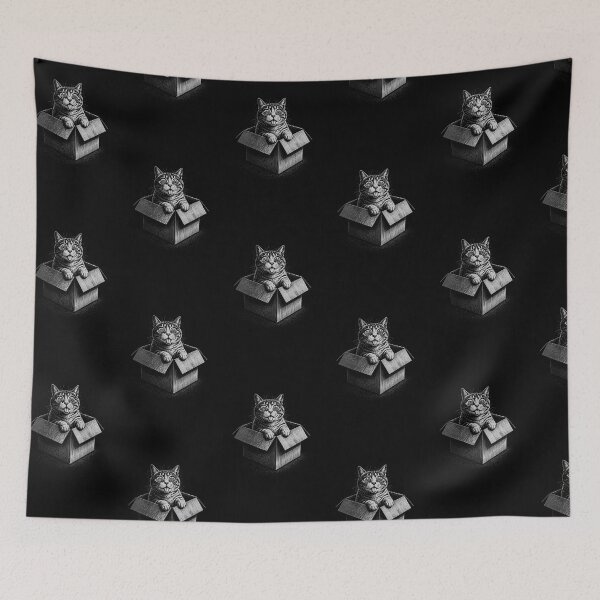 Item preview, Funny Cat in a Box Vintage Black and White Design designed and sold by ChaoticCatIlust.