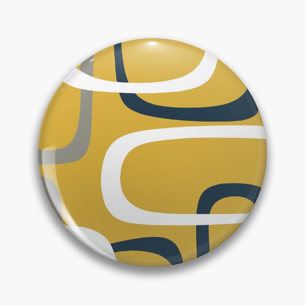 Item preview, Midcentury Modern Loops Retro Pattern in Mustard Yellow Navy Blue Gray White designed and sold by kierkegaard.