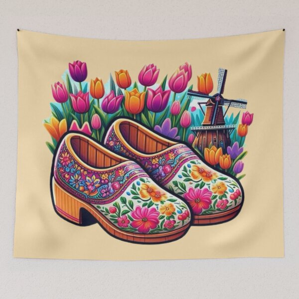 Item preview, Dutch Tulips, Clogs Floral Wooden Shoes designed and sold by Myra365Art.