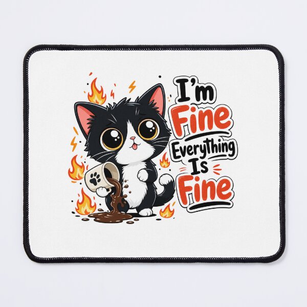Item preview, Im Fine Everything Is Fine Funny Cat Cafe designed and sold by Ashley critters.