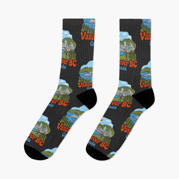 Item preview, Vancouver Canada Cute Groovy Skyline Totem Pole Cityscape designed and sold by HowToCanadian.