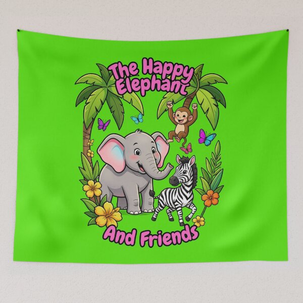 Item preview, **The Happy Elephant and Friends – Cute Jungle Animal Adventure Design* designed and sold by CallisC-Arts.