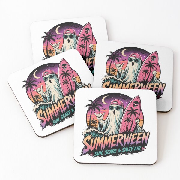 Item preview, Summerween Ghost Surfer Spooky Beach Sunset Shirt designed and sold by vampbabe54.