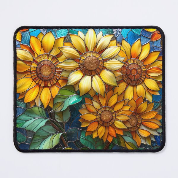 Item preview, Sunflower Stained Glass Floral Design – Cottagecore Aesthetic designed and sold by MargaretWiktor.