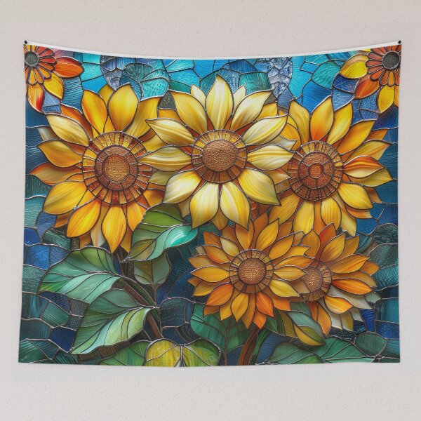Item preview, Sunflower Stained Glass Floral Design – Cottagecore Aesthetic designed and sold by MargaretWiktor.