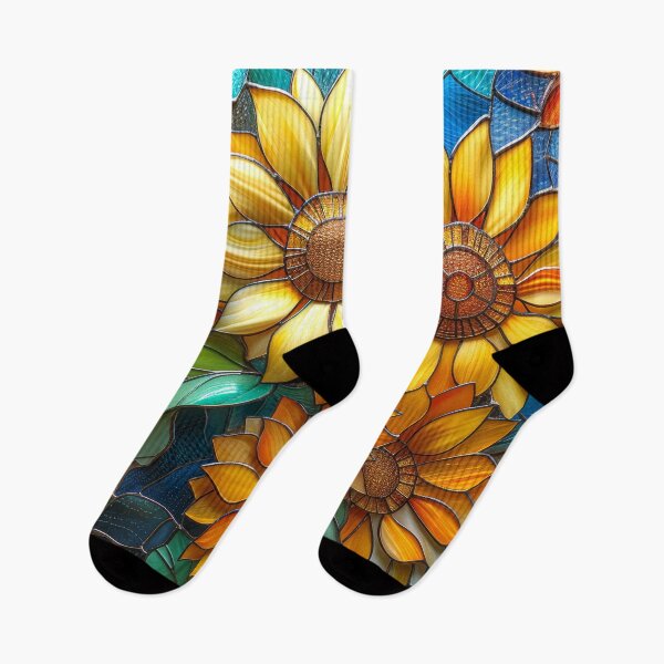 Item preview, Sunflower Stained Glass Floral Design – Cottagecore Aesthetic designed and sold by MargaretWiktor.