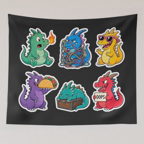 Item preview, Funny Dragon Squad: Quirky Cartoon Monster Sticker Pack & Humorous Fantasy Art designed and sold by Yasmine Mohammed.