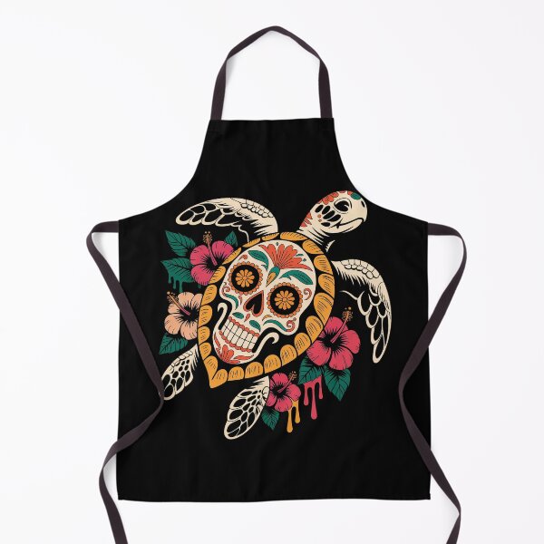 Item preview, Sugar Skull Sea Turtle with Hibiscus Flowers Tattoo Art designed and sold by Exodoi.