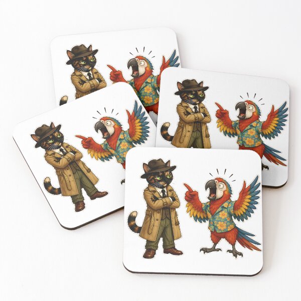 Item preview, Funny Cat Detective and Dramatic Parrot  Gift for Best Friend Introvert and Extrovert  Duo True Crime Cat Lover designed and sold by Martin's_Design.