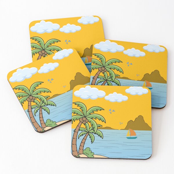 Item preview, Tropical Beach Sunset with Sailboat and Palm Trees designed and sold by ruchikadesigns.