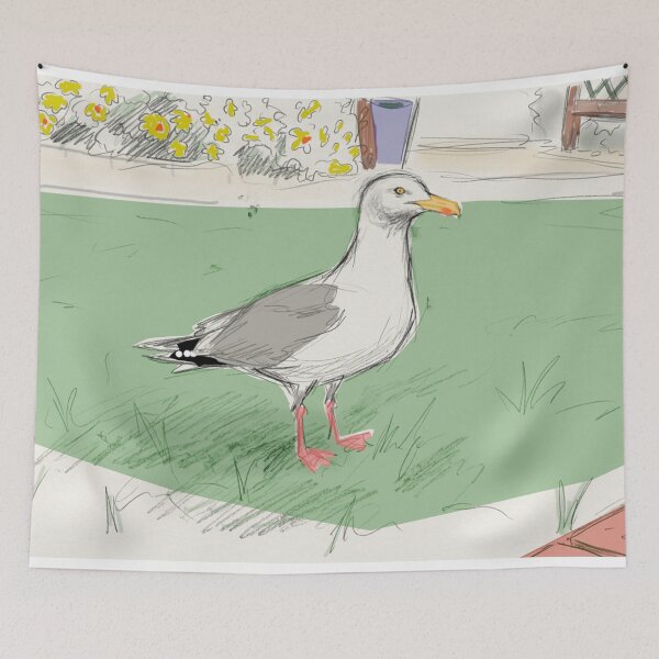 Item preview, Pet seagull. We love seagulls. Sketch. Watercolour designed and sold by KALEIDOSCOPE UK.