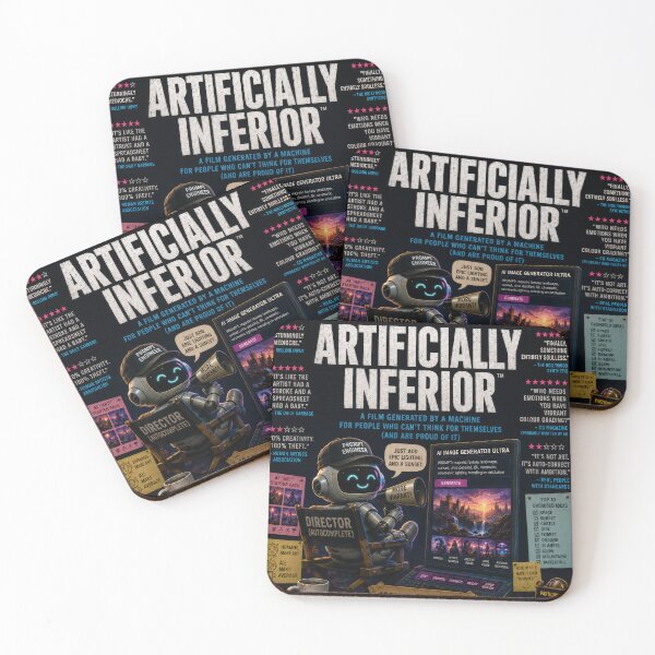 Item preview, Artificially Inferior Satirical AI Movie Poster designed and sold by ArtComixHaven.