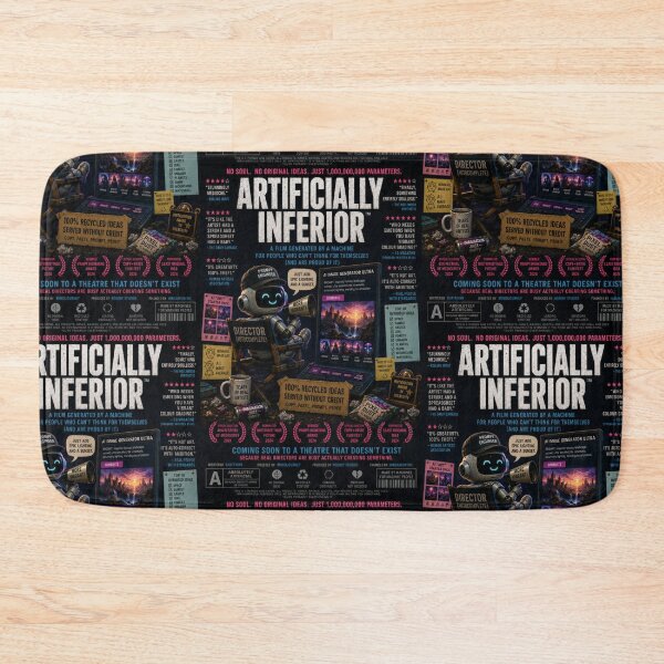 Item preview, Artificially Inferior Satirical AI Movie Poster designed and sold by ArtComixHaven.