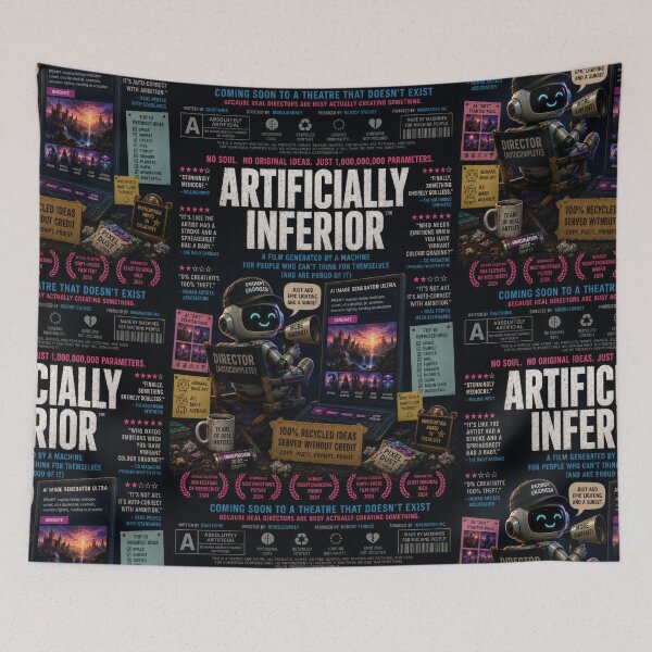 Item preview, Artificially Inferior Satirical AI Movie Poster designed and sold by ArtComixHaven.