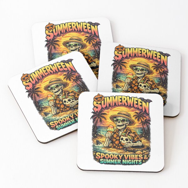 Item preview, Summerween Spooky Vibes Skeleton Beach Sunset Shirt designed and sold by vampbabe54.