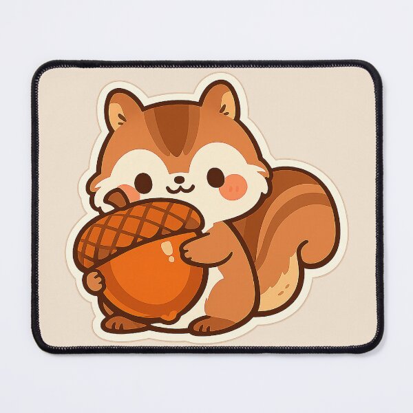 Item preview, Cozy Squirrel & Giant Acorn – Cute Autumn Kawaii Illustration designed and sold by Iras-Art-Corner.