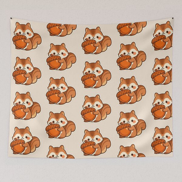 Item preview, Cozy Squirrel & Giant Acorn – Cute Autumn Kawaii Illustration designed and sold by Iras-Art-Corner.