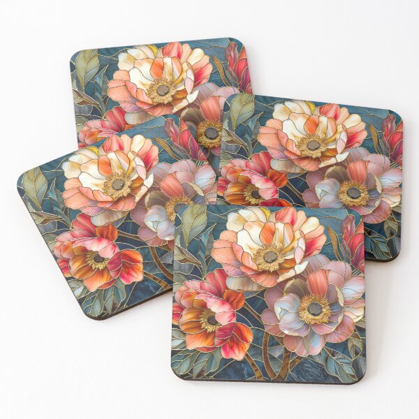 Item preview, Peonies Stained Glass Floral Art designed and sold by MargaretWiktor.