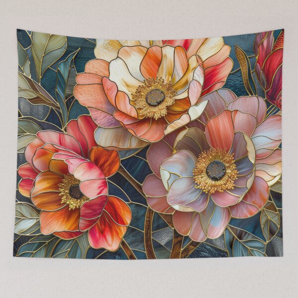Item preview, Peonies Stained Glass Floral Art designed and sold by MargaretWiktor.