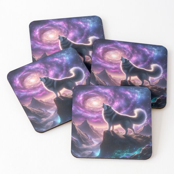 Item preview, Wolf howls at stellar vortex - Mystical universe designed and sold by davidromapixel.