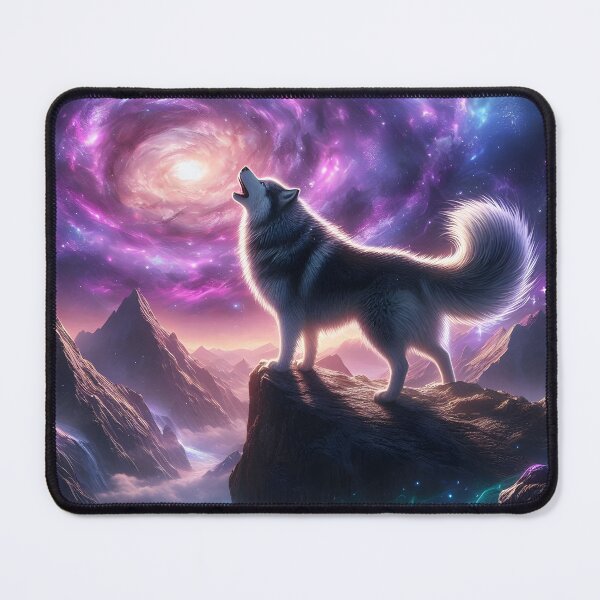 Item preview, Wolf howls at stellar vortex - Mystical universe designed and sold by davidromapixel.