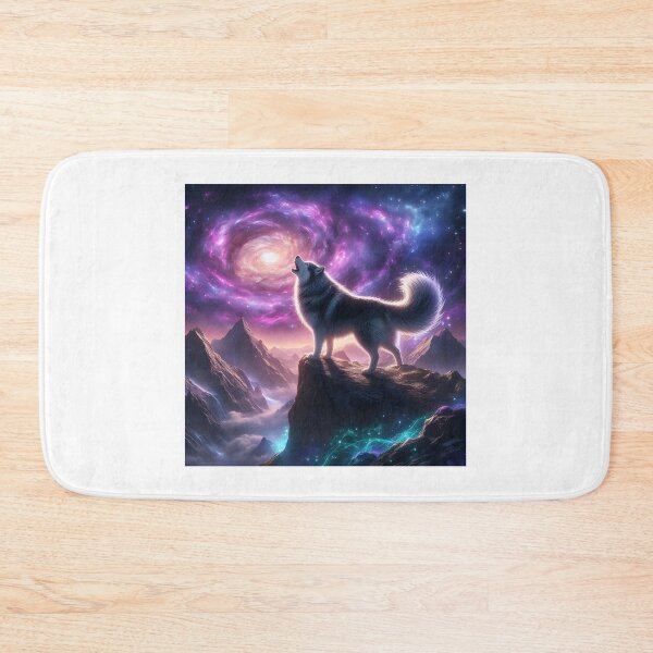 Item preview, Wolf howls at stellar vortex - Mystical universe designed and sold by davidromapixel.