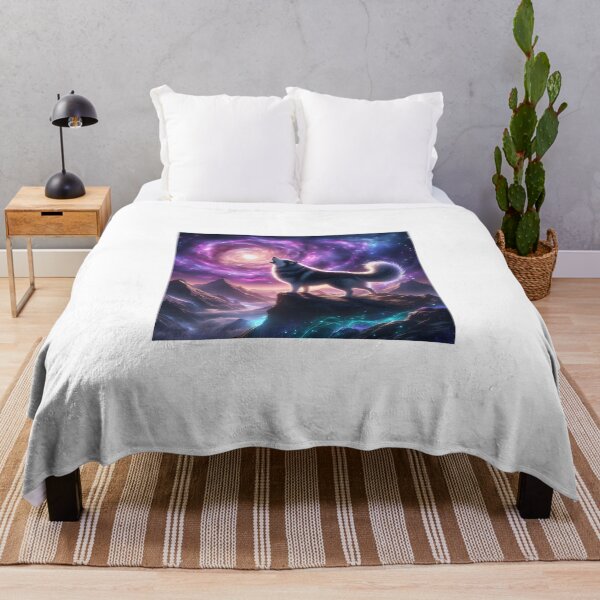 Item preview, Wolf howls at stellar vortex - Mystical universe designed and sold by davidromapixel.