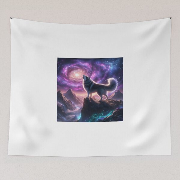 Item preview, Wolf howls at stellar vortex - Mystical universe designed and sold by davidromapixel.