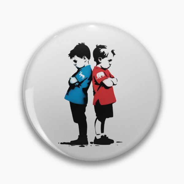 Item preview, banksy inspired drawing of two children standing back to back with their arms crossed in a stubborn or pouting manner designed and sold by 123ks.