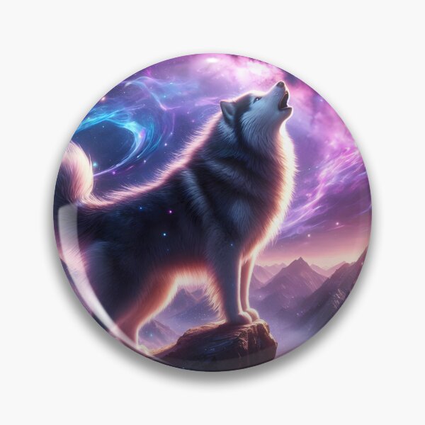 Item preview, Cosmic wolf howls to the firmament - Starlight glow designed and sold by davidromapixel.