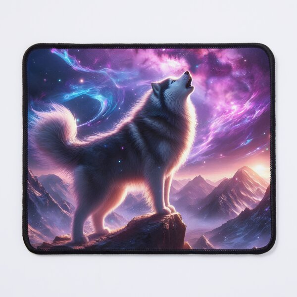 Item preview, Cosmic wolf howls to the firmament - Starlight glow designed and sold by davidromapixel.