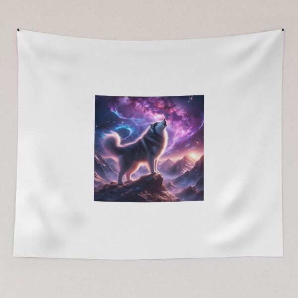 Item preview, Cosmic wolf howls to the firmament - Starlight glow designed and sold by davidromapixel.