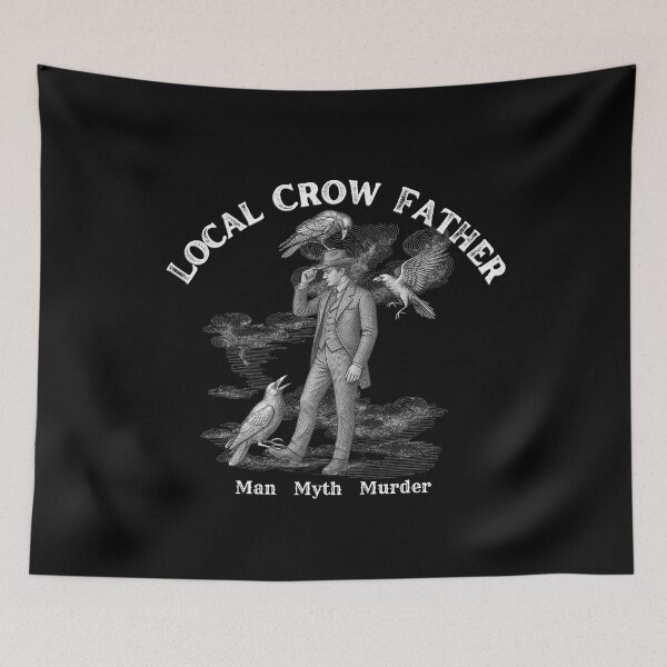Item preview, Local Crow Father | Man Myth Murder Vintage Crow Art | White Ink Edition designed and sold by SunandShade.