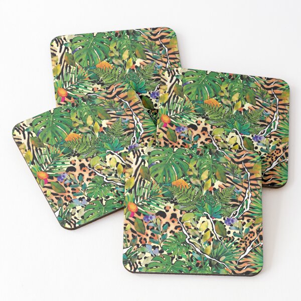 Item preview, Jungle, tropics, animal print, flowers, palm leaves, summer design, watercolor, abstract designed and sold by ColdStarfish.