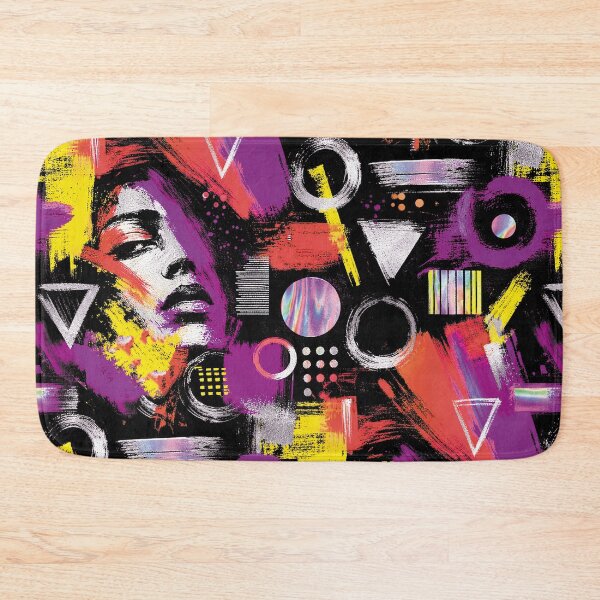 Item preview, Geometric patterns, abstract, purple, violet, yellow, face designed and sold by ColdStarfish.