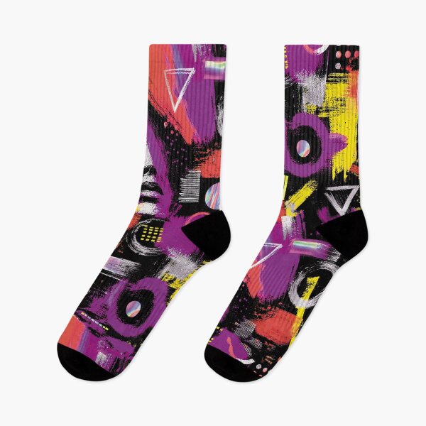 Item preview, Geometric patterns, abstract, purple, violet, yellow, face designed and sold by ColdStarfish.