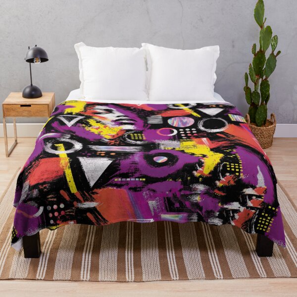 Item preview, Geometric patterns, abstract, purple, violet, yellow, face designed and sold by ColdStarfish.