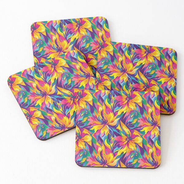 Item preview, Abstract colored flowers, watercolor lotus, fire flower, gold flower designed and sold by ColdStarfish.